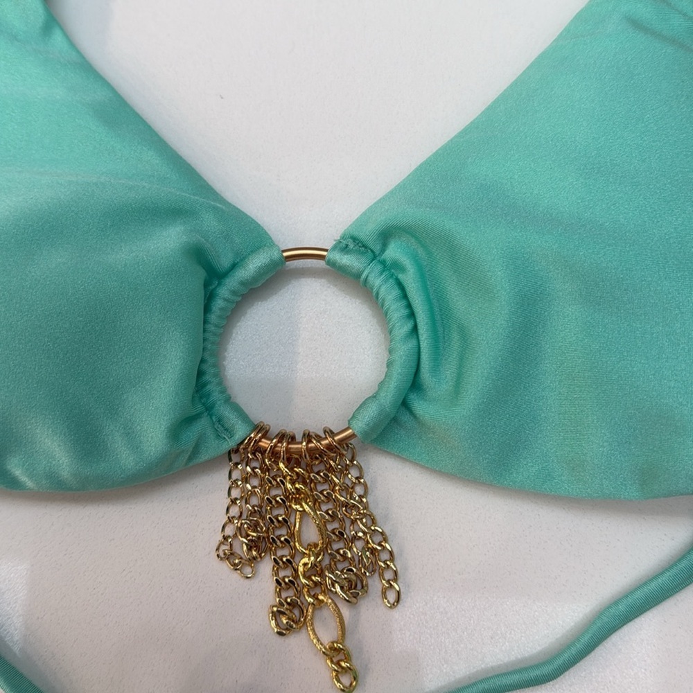 Bellissima Swimwear Turquoise Bikini Set with Gold Accents. - Picture 13 of 13